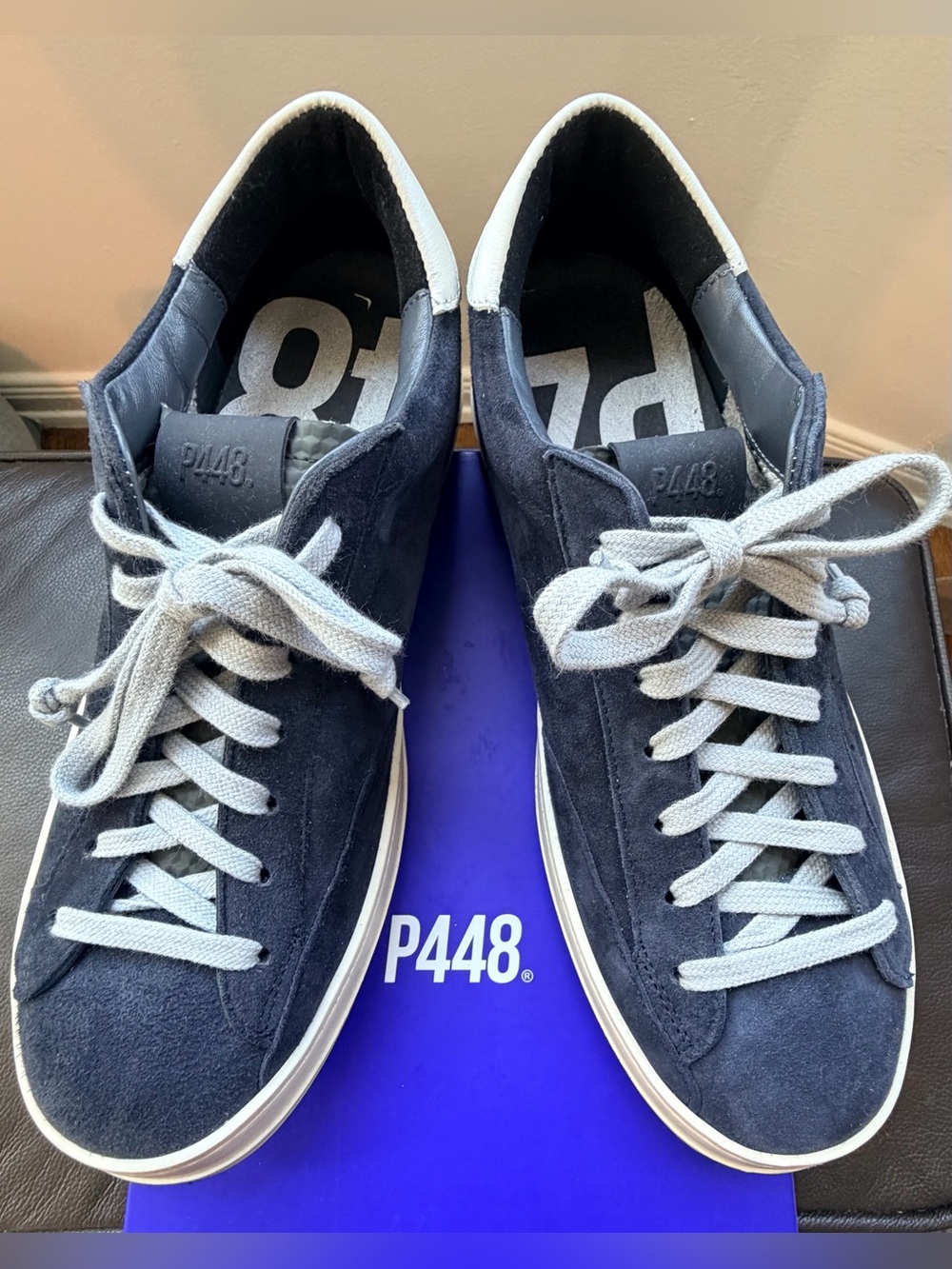 NIB P448 John Futura Navy Suede Sneaker Size 40 EU / Men 7/7.5 or Women 9/10 US